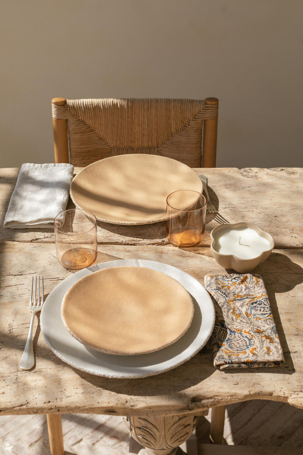 Assiette S Garrigue pêche blanche vaisselle en céramique