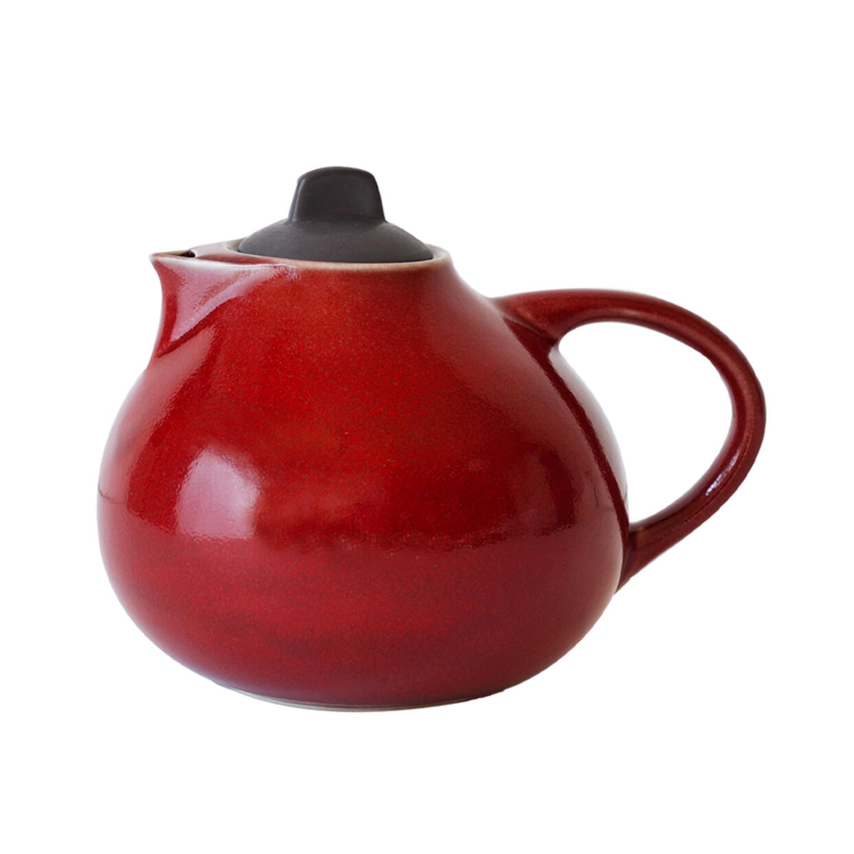 Handmade ceramic teapot lid Tourron brun mat